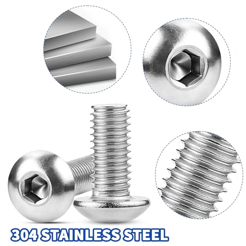 XRXYMQ 100 Stück Linsenkopfschrauben M4x10 mm Flachkopfschrauben Innensechskant 304 Edelstahl Schrauben Rundkopfschrauben Vollgewinde Maschinenschrauben für Möbeleinbau Holz Montage