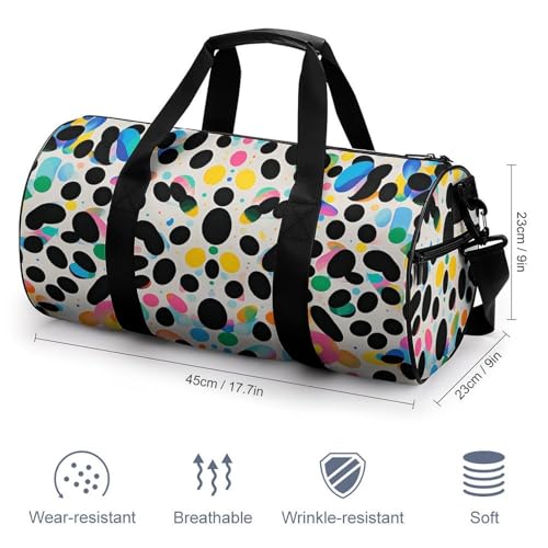 Glitter Rainbow Polka Dot Gym Bag for Men Women, Sturdy Oxford Cloth Travel Bags with Removable Shoulder Strap, Waterproof Duffel Bag for Fitness, Travel, Yoga2
