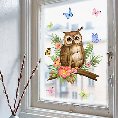 Vinilo decorativo búho adorable en rama para pared miniatura 4