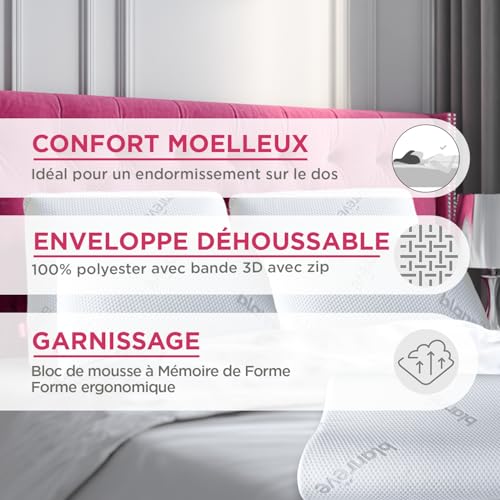 Oreiller Mémoire de Forme Cervical 55x35, LESTRA