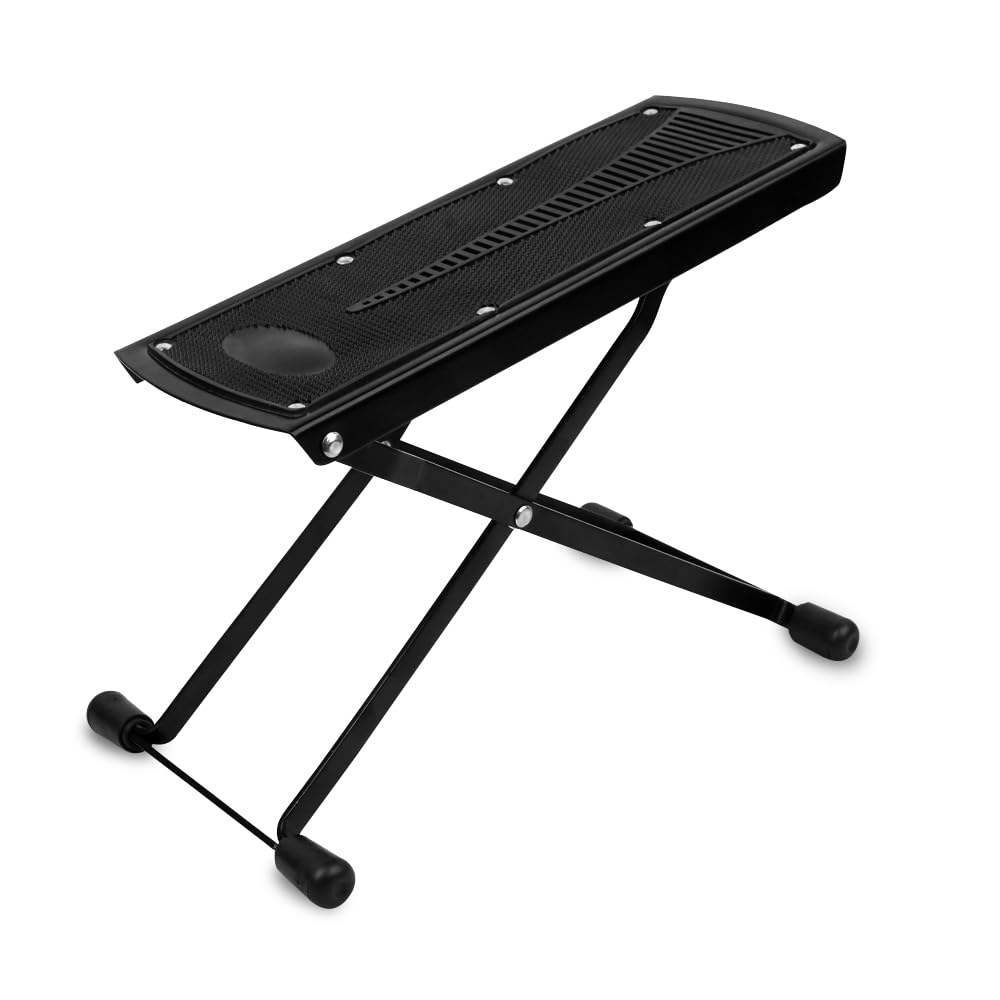 Kadence FRSTD-NK60 Guitar Footrest | Flat-Foldable Design with 6-Level Height Adjustment | Metal Build with Non-Slip Rubber Surface & Feet | Portable Ergonomic | Black-picture-24