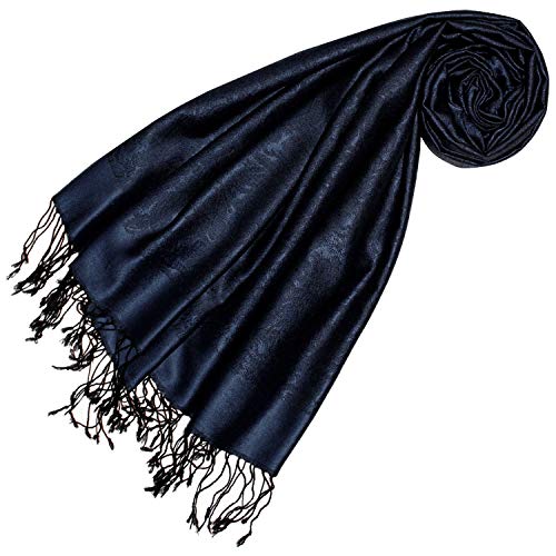 Pashmina imprimé cachemire bleu marine : votre allié chaleur pour les soirées fraîches