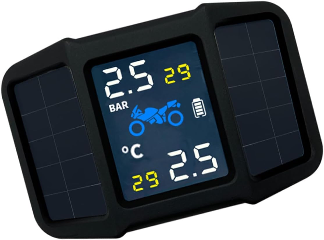 1set Solar Tire Pressure Monitor for Motorcycle Real Data Easy Use Compact Lightweight Design Essential Motorcycle