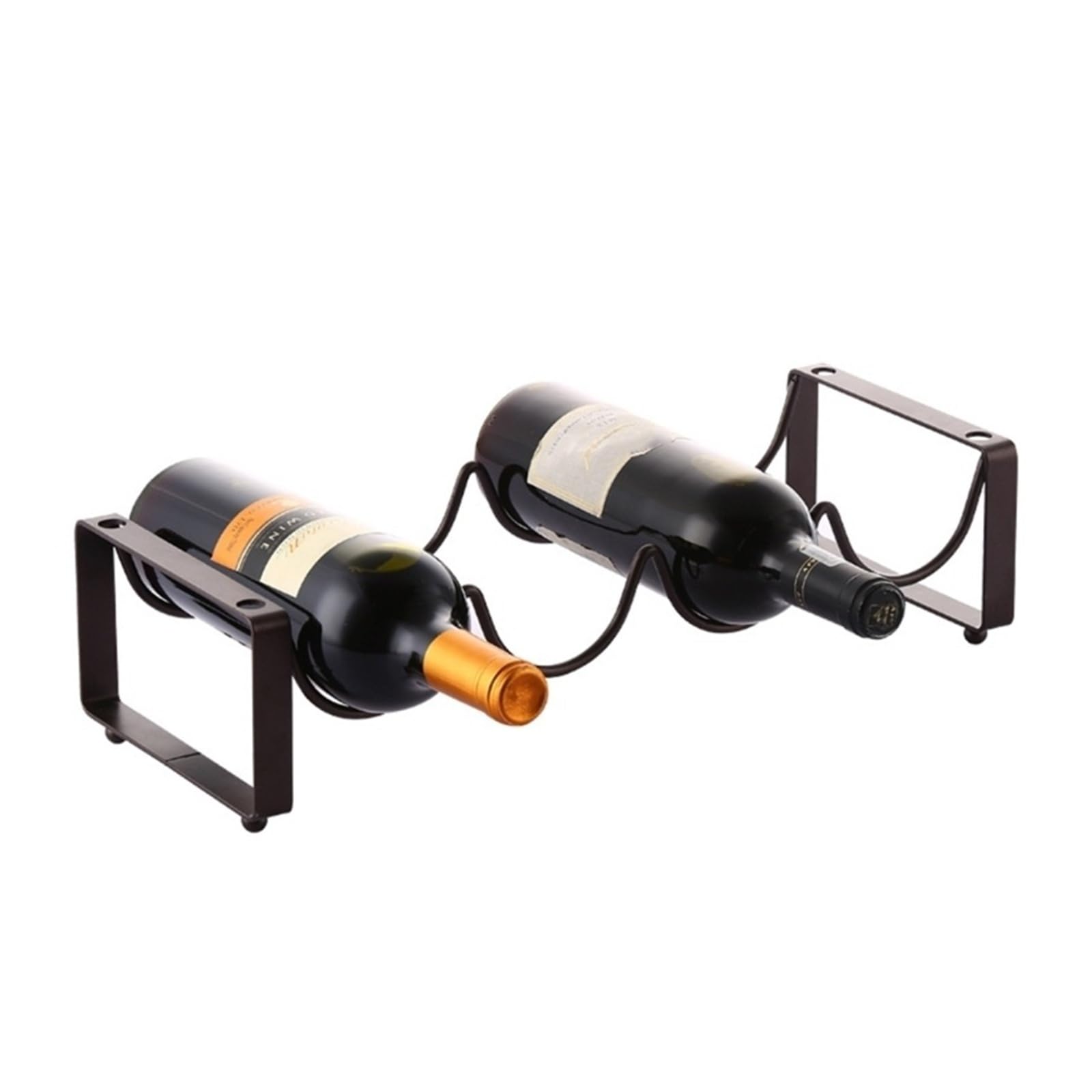 Iron drink holders Iron Wine Bottle Rack Free Standing Stackable(Brown2)