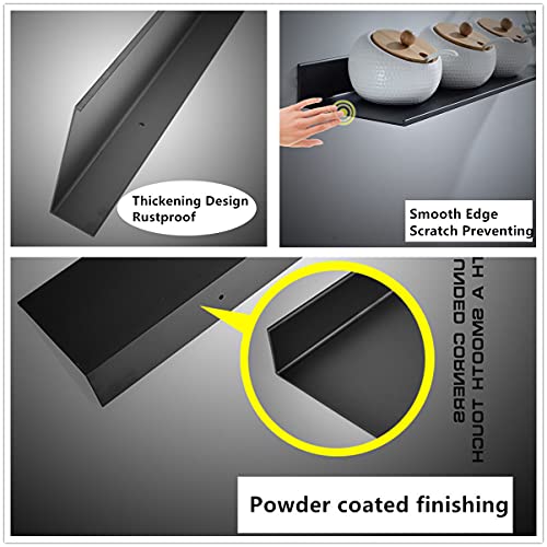Z-metnal-Small-Decor-Shelves-Mini-Floating-Display-Wall-Shelf-for-Smart-Speaker-Collectables-Aluminum-Wall-Mounted-Matt-Black12-x-5-inch1ft-Wide-2-Pack