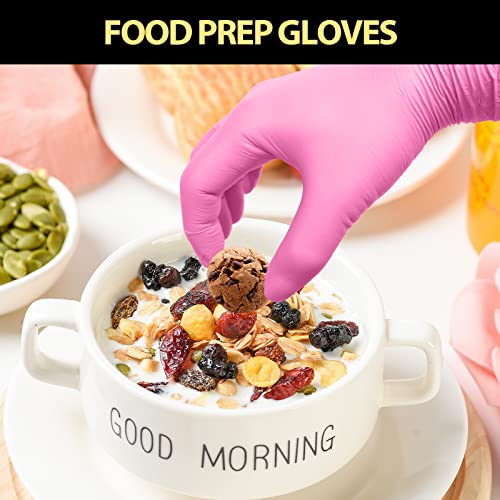 100 Pack Pink Vinyl Disposable Gloves - Latex Free And Power Free Food Grade Exam Gloves For Cleaning, Food Prep, Kitchen Use, Medium #TOP2
