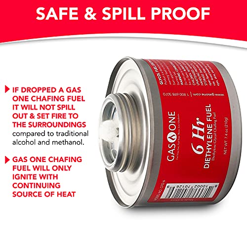 Gas One 12 Pack 6 Hour Chafing Fuel - Food Warmer For Chafing Dish Buffet Set - Liquid Safe Fuel With Wick & Lid Opener For Chafing Dish #TOP3