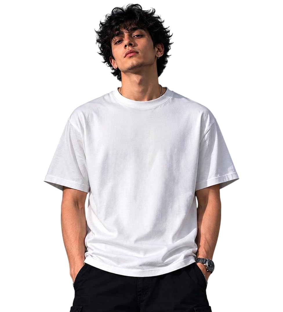 Men’s Round Neck Plain Oversize T-Shirt – Casual Loose Fit Cotton Wear | 100% Cotton T-Shirt |-image-39
