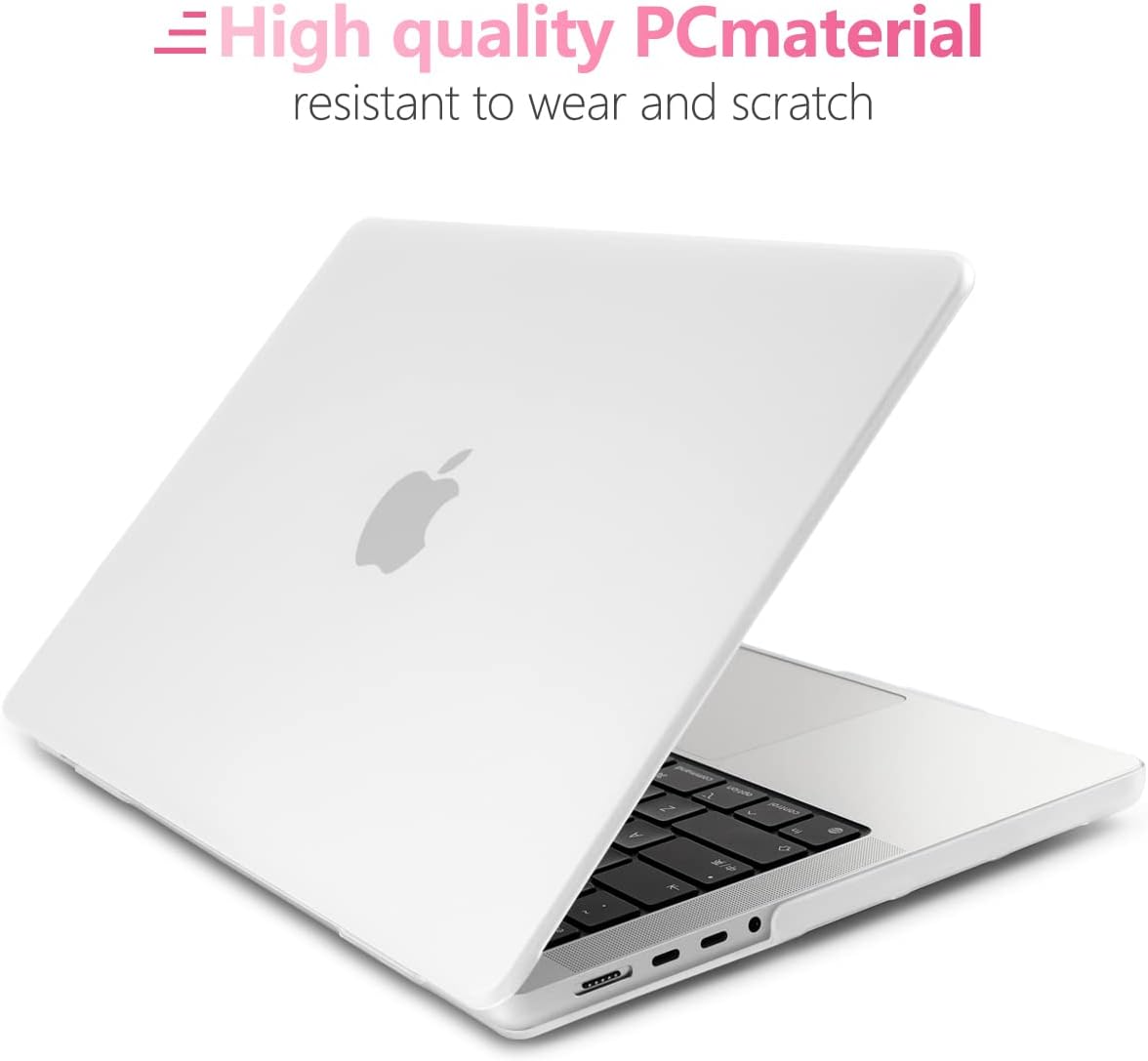 Batianda for M3 New MacBook Pro 14 inch Case M2 M1 Pro/Max Chip A2779/A2442 Model 2023 2021 Release, Frosted Rubberized Hard Shell Case with Keyboard Cover Screen Protector, Translucent