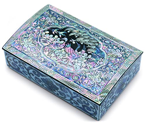 MADDesign Mother of Pearl Jewelry Decorative Trinket Box Handmade Cranes Small