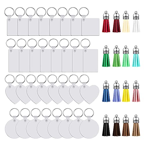 KOUJING Sublimationsdruck-Schlüsselanhänger + bunte Leder-Quaste Cover