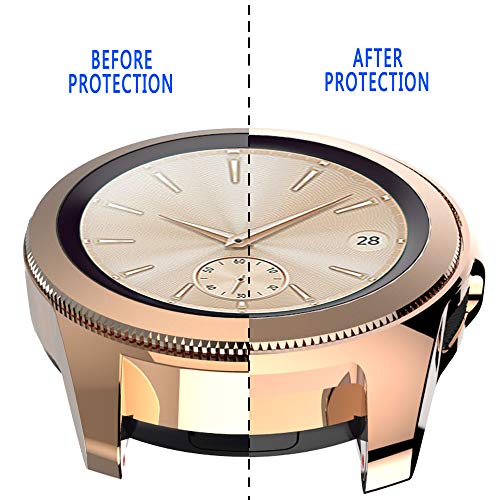 Suoman For Samsung Galaxy Watch 42Mm Case, Soft Plated Tpu All-Around Protective Bumper Cover Case For Samsung Galaxy Watch 42Mm Smartwatch, 2-Pack Rose Gold, Clear #TOP4
