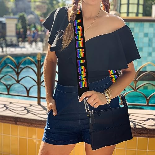 Buckle-Down Purse Strap, Love is Love Heart Black Rainbow, 2 Inches Wide2