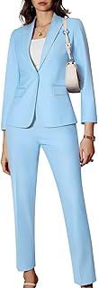 Women's 2 Piece Business Office Suit Lady Peaked Lapel Slim Fit One Button Blazer Jacket and Pants Set - Buy now