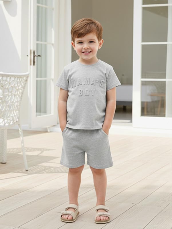 Toddler Baby Boy Summer Clothes Letter T Shirt Elastic Waist Shorts with Pockets 2Pcs Casual Outfit - Image 2