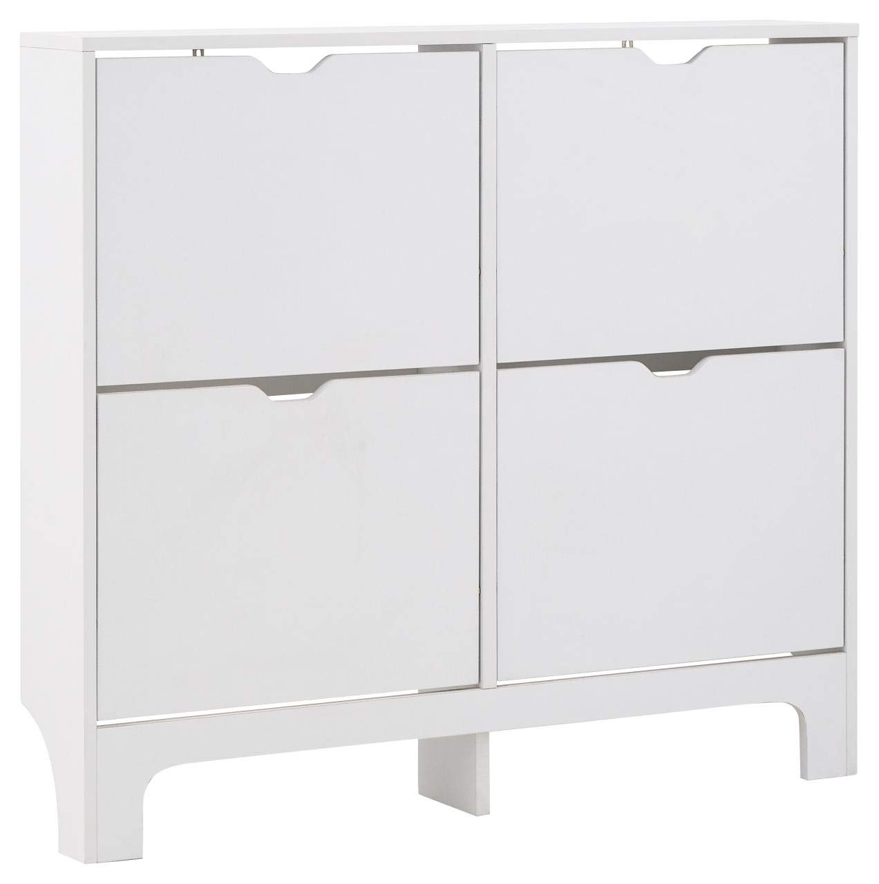 GFW Narrow Shoe Storage Cabinet, 17 cm Depth x 102 cm Width x 90 cm Height, White