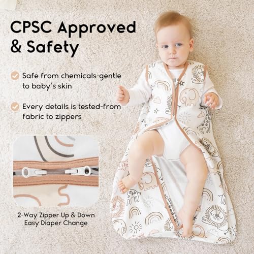 yoofoss baby sleep sack 6-12 months 05 tog wearable blanket for baby 3 pack 100 organic cotton infant toddler sleeping sack 2-way zipper lightweight sleep sack
