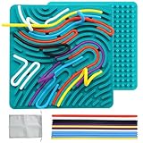 Sensorik Activity Board Doppelseitiges Aktivitätsbrett Sensorisches Aktivitätstafel für Kinder 3+ & Erwachsene zur Beruhigung, Angstzuständen, ADHD und Autismus, zum Reisetasche & 15 Schnüren (Grüner)