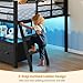 ADORNEVE Low Loft Bed Twin Size with 7 Storage Drawers, Bookcase and LED Lights, Metal Kids Loft Bed with 14