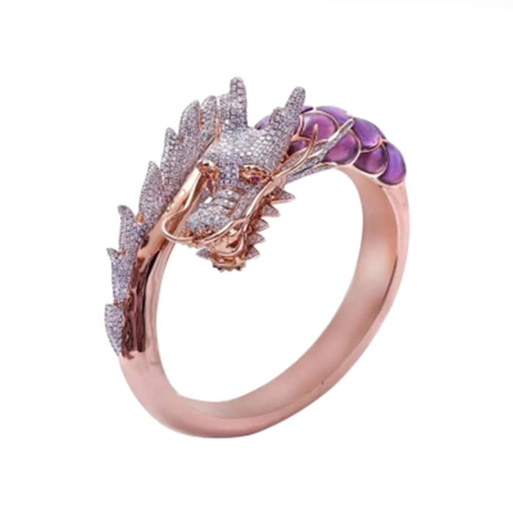 HSQYJDragon Ring Devil Tail Arrows Enamel Crystal Rings Gothic Dragon Engagement Anniversary Party Statement Rings Simple Fashion Creative Jewelry for Women Men Gift Plated Rose Gold