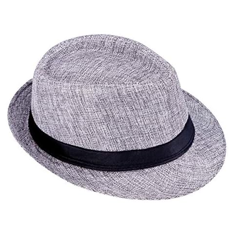 moonsix Classic Fedoras Hats Short Brim Panama Jazz Hat Straw Hat Cap for Men Women Costume Accessories,Dark Grey Cover