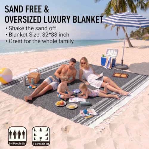 Image of Yongoes Oversized Turkish Beach Towel Blanket Cotton Giant XL Sandproof Towels Huge Linen XXL Extra Large Big Throw Quilt Blankets for Adults Cloud Travel Camping Glamping Accessories Essentials