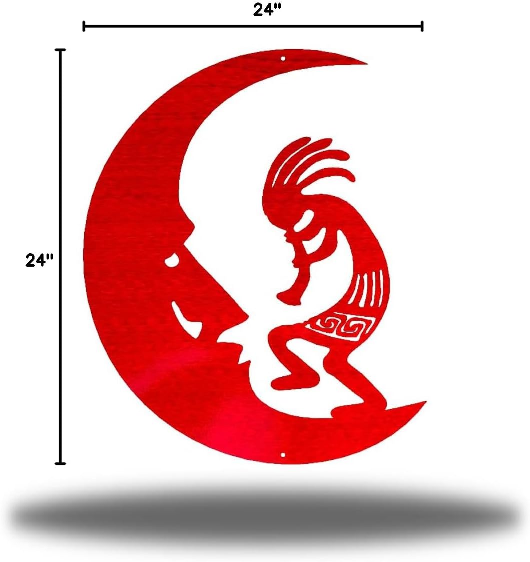 Riverside Designs Kokopelli Wall Art Steel Outdoor Decor | Heavy-Duty and Waterproof | Made in USA (Red, 24" L x 19.5" W)