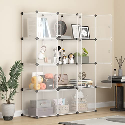 Maginels Portable Storage Cubes-14 X14 Cube (12 Cube)-More Stable (Add Metal Panel) Cube Shelves With Doors, Modular Bookshelf Units，Clothes Storage Shelves，Room Organizer For Cubby Cube #TOP4