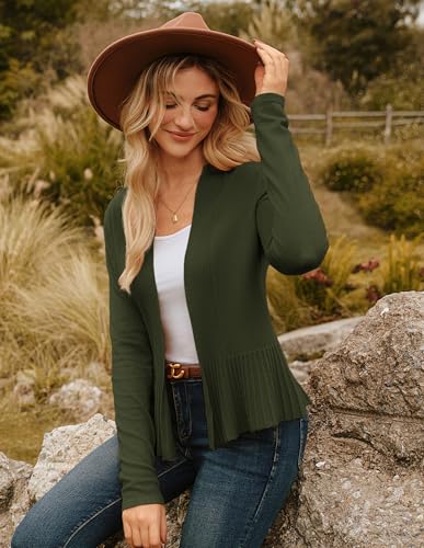Image of GRACE KARIN Women's Lightweight Peplum Cardigan Sweaters Open Front Cropped Cardigan Long Sleeve Trendy Summer Knit Tops