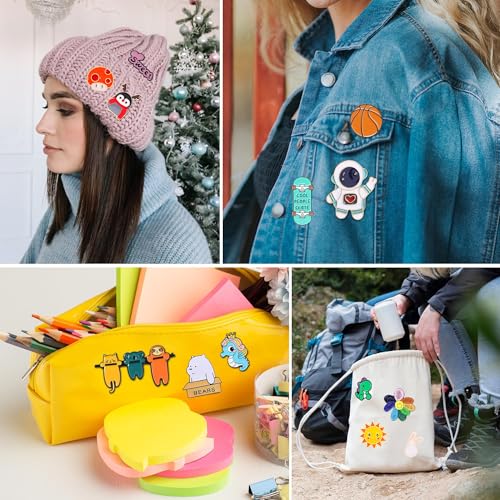 20/30/60/100 Mixed Enamel Pins for Backpacks,Hat Cute Funny Button Pins Bulk Set,Cartoon Plant Aesthetic Brooch Lapel Backpack Pins for Hats Women Girls Cloths Decoration4