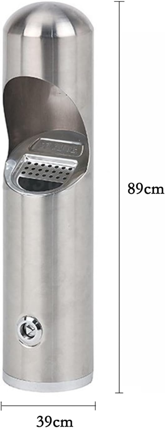 Outdoor Trash Can Stainless Steel Wall Mounted Ash Column Outdoor Vertical Ashtray Hotel Cigarette Butt Extinguisher Bucket Trash Can