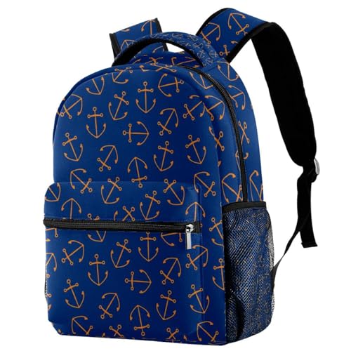 Sac à dos d'école motif ancre marine bleu pour fille et garçon 29x20x40cm