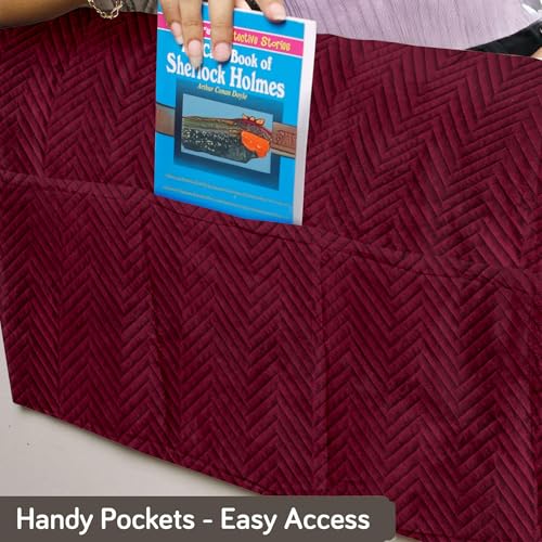 Image of Amazon Basics - Velvet Quilted Make Your Own Sofa Cover |2 Seater | Multi-Layered Fabric |120cm x 70cm | 350 GSM | Color - Maroon