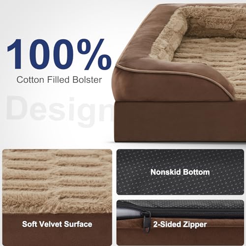 FURTIME Orthopedic Bed for Large Dogs, XL Washable Dog Beds Large Sized Dog, Comfy Supportive Foam Pet Couch Bed with Removable Washable Cover, Waterproof Extra Large Sofa Bed Foam and Nonskid Bottom - Image 5