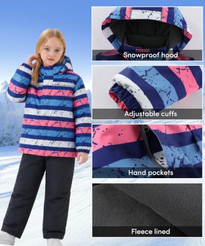 Image of Hiheart Boys Girls Winter Ski Jacket & Pants Set 2-Piece Snowsuit