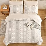 KAKIJUMN 7 Piece Bed in a Bag Tufted Comforter Set King Size, Shabby Chic Boho Comforter and Sheet S