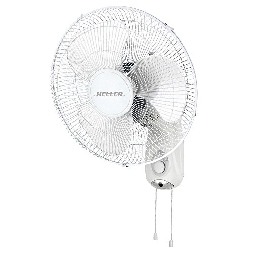 Heller White 40cm Wall Fan w/ Pull Cord/3 Speed/Oscillating/Tilt Adjustable
