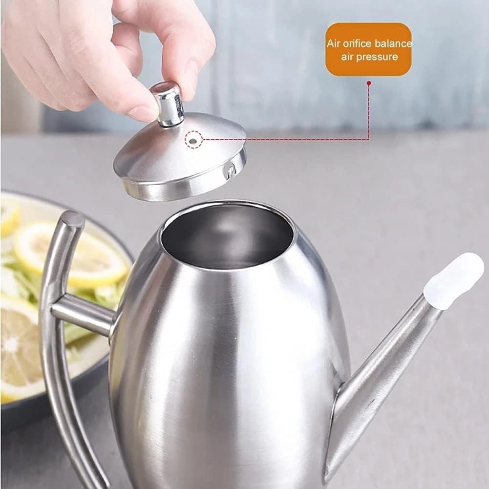 Egg Shape Large Capacity Stainless Steel Long Spout Sauce Oil Bottle Spray Pot(L)