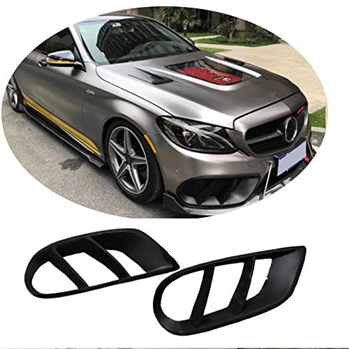 MCARCAR KIT ABS Fog Lamp Grill Cover ABS fits for Mercedes Benz C Class W205 C205 A205 Sport C43 AMG 2015-2018 C200 C300 C350 C400 Matt Black Front Bumper Light Grille Air Vent Trims