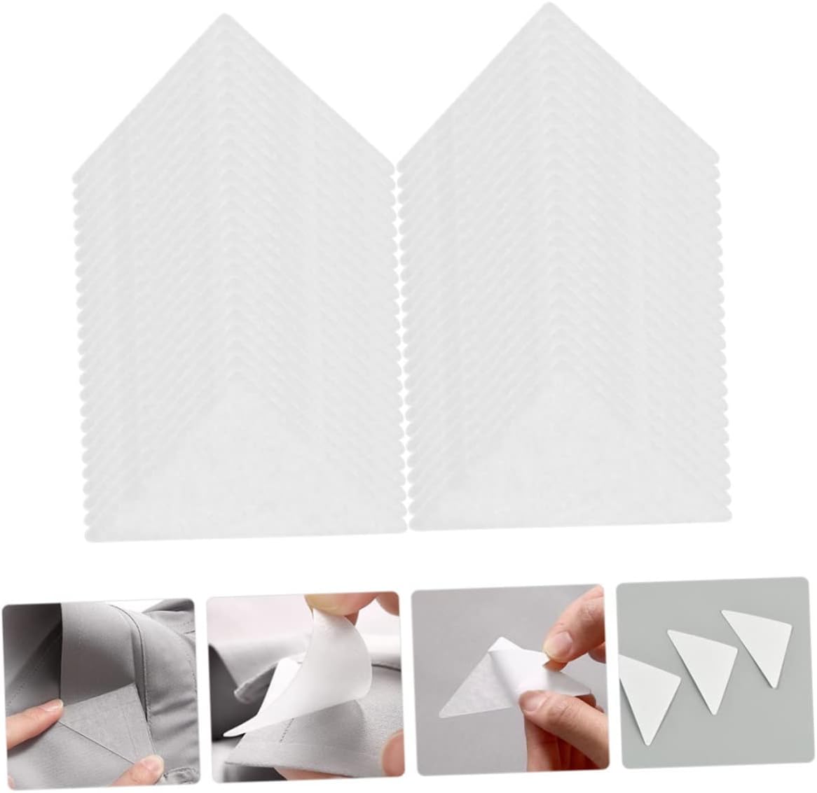 PartyKindom 120pcs White PVC Triangle Collar Stays for Men Dress Shirts