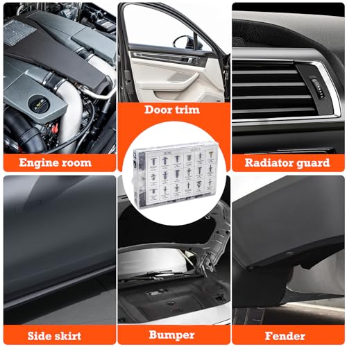 Image of Car Retainer Clips & Fasteners Kit - 18 Universal Sizes Nylon Bumper, Fender Rivets, Door Panel Clips, and Plastic Rivets with Removal Tool for Toyota, Ford (415pcs)
