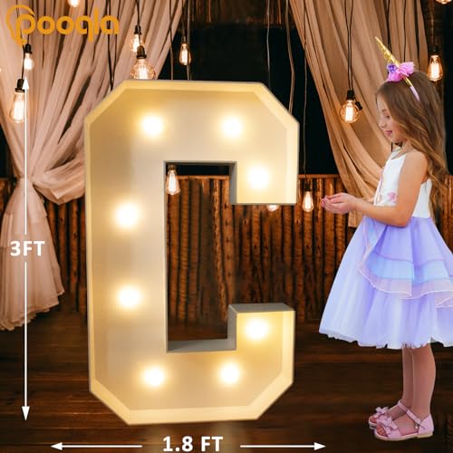 Image of Pooqla 3FT Marquee Light Up Letters, Large Mosaic LED Marquee Letter 3 Feet Birthday Decor, Giant Light Up Letters for Balloons Anniversary Party Decoration, Cool White and Warm White C