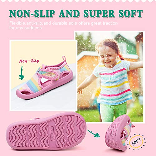 Stq Girls Water Shoes Quick Dry Summer Sports Beach Swim Pool Outdoor Sandals (Toddler/Little Kid) Pink/Rainbow 5 M Us Toddler #TOP5