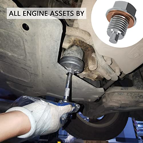 Sodcay Magnetic Oil Drain Plug M14X1.5, Stainless Steel Oil Drain Plug With 5 Pcs Copper Crush Washer Anti Leakage Replacement For Car Motorcycle Boat #TOP5