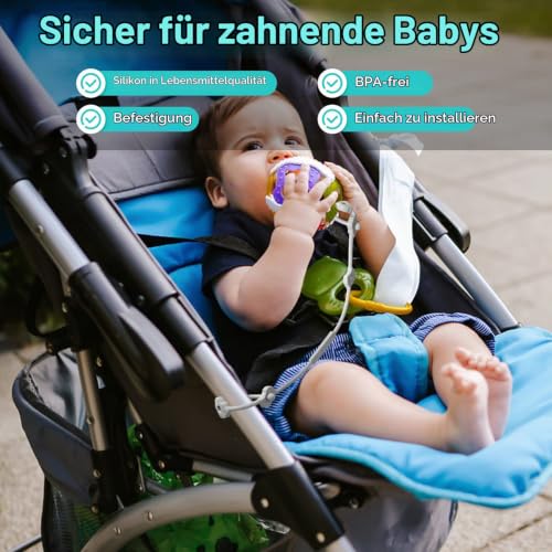 CLDY Schnullerkette Silikon,Cup Catcher Baby,spielzeugkette für kinderwagen – Ansicht 3