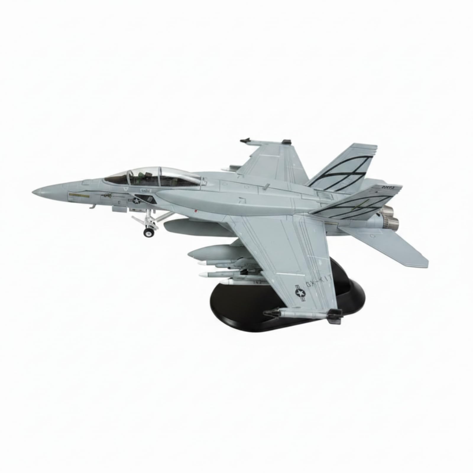 Gralara Kampfjet-Modell Modell Maßstabsgetreu Modellflugzeug mit Ständer Realistisch Metallflugzeugmodell für Luftfahrtfans, 1/100 F18 Ultimate Hornet