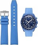 Yhmoo WatchBands for Moonswatch Watch Rubber for Omega x Swatch MoonSwatch 20mm Rolex Seiko Watch Silicone Men with Stainless Steel Original Bracelet Speedmaster (blue)