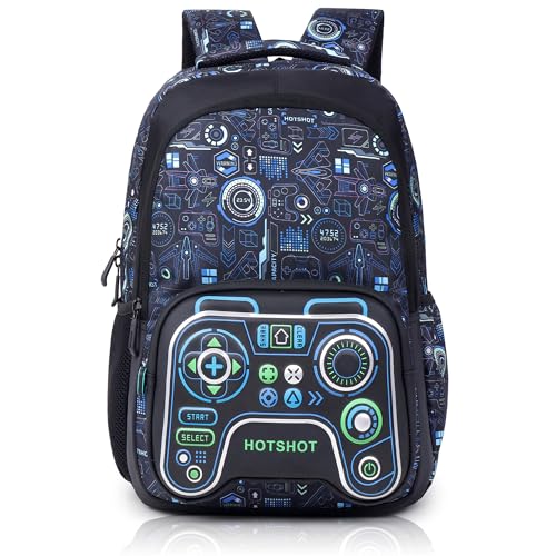 Image of HOT SHOT BAG GAMER 1446|3D EMBOSSED DESGIN|SCHOOL BAG|TUTUION|KIDS & CHILDRENS BACKPACK|WATER RESISTANT|18 INCH|FOR BOYS & GIRLS|32 LITERS BACKPACK