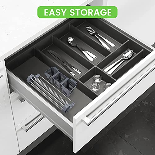 BBXTYLY Expandable Roll Up Dish Drying Rack Up to 22.8\'\'with 2 Storage Baskets,Over The Sink Kitchen Rolling up Dish Drainer Drying Rack, Foldable,Rollable,for Kitchen Dishes(Expandable Width Size)