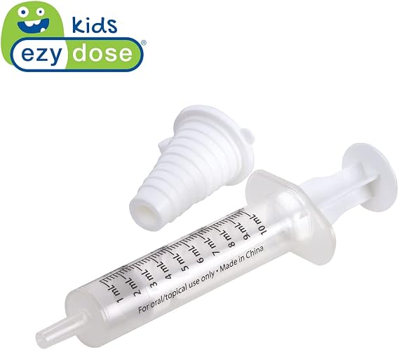 EZY DOSE Kids Baby Oral Syringe & Dispenser Calibrated for Liquid Medicine, Reduce Mess and Spills, Easy Way to Orally Administer Medication, 10 mL/2 TSP, Includes Bottle Adapter, Clear, BPA Free